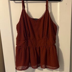 Torrid red peplum cami with scalloped trim